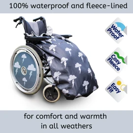 BundleBean- Fleece-Lined Wheelchair Cosy Cover - 100% Waterproof Rain Cover for Wheelchair Users - Universal Fit for Manual and Powered Wheelchairs, Easy to Fit Wheelchair Blanket - Adult Size