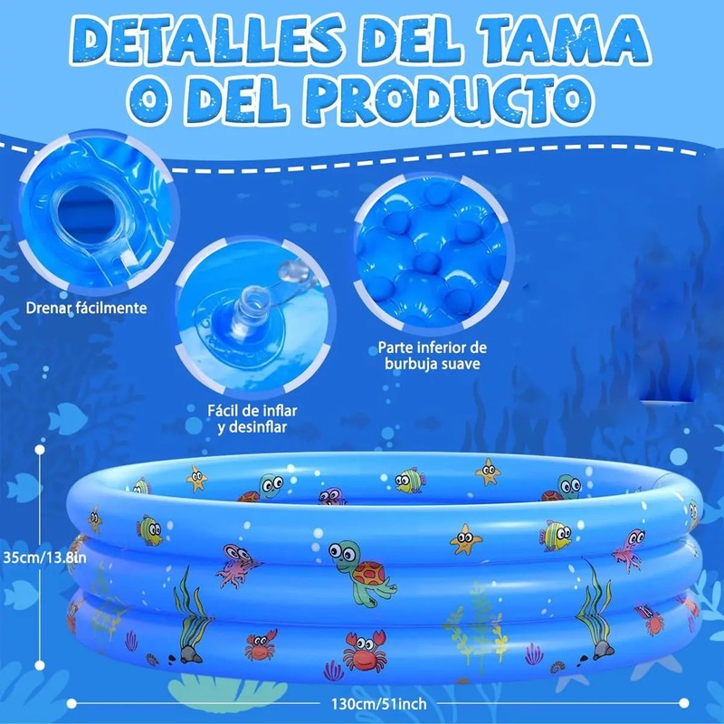 Piscina Inflable Redonda De 3 Niveles Para Niños 13035 Cm
