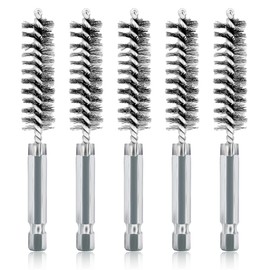 ASNOMY 5Pcs 1/2" Stainless Steel Bore Brush Set, Stainless Steel Bristles, Twisted Wire, 1/4" Hex Shank