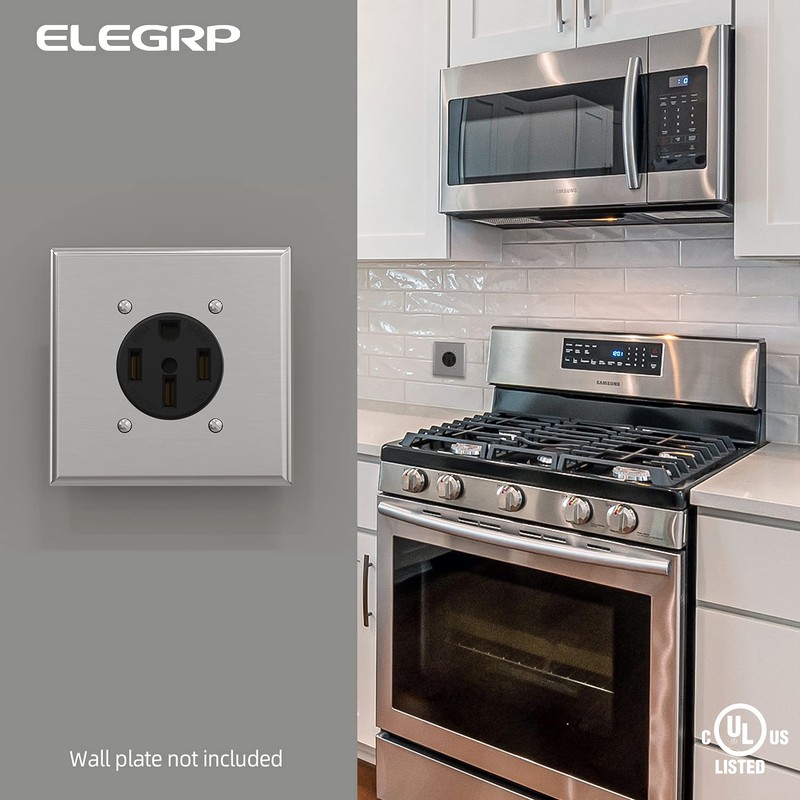 ELEGRP 50 Amps 125/250V Range Oven Stove Receptacle, Flush Mounting
