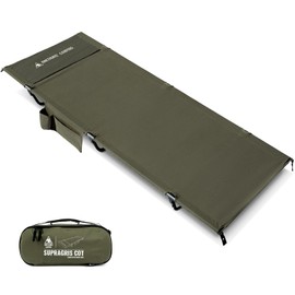 ONETIGRIS SUPRAGRIS Camping Cot, Support Up to 400lbs, Lightweight Comfortable Folding Bed for Camping, Hiking, Backpacking, Travel, Car Trips, Office Nap (Ranger Green)