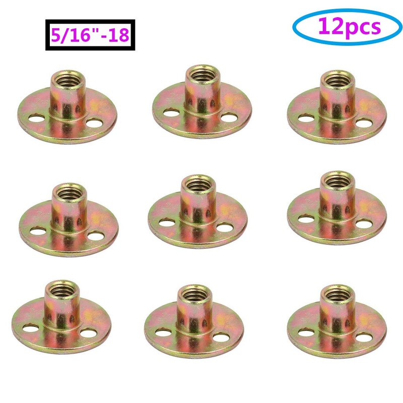 Socell 5/16"-18 T Nuts Brad Hole Carbon Steel Round Base