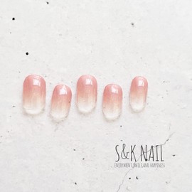 S&K NAIL Dull Pink Gradient Nail Seal, No Hardening Necessary, Curing Type, Just Stick, Simple, Hand, Pink, Spring, Summer, Wedding, Bridal, Wedding, 8 Sizes, 20 Pieces, Made in Japan
