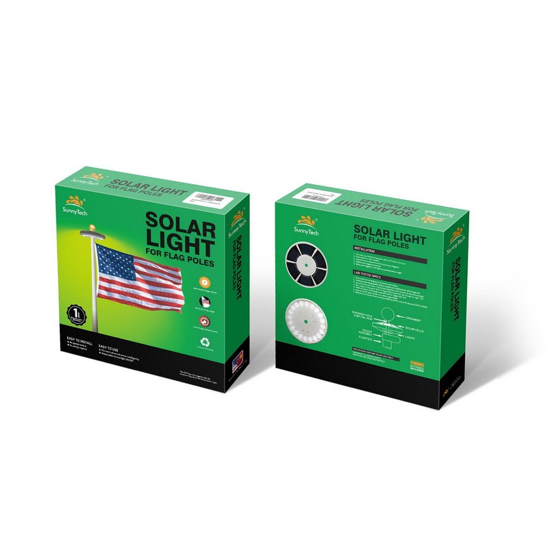 Sunnytech 2nd Generation Solar Flag Pole with 20LED Light, Brightest