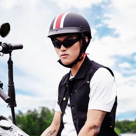 Ever TA Men Women Vintage Motorcycle Open Face Helmets DOT Approved German Style Half Shell Helmet Retro Motorbike Jet Half Helmet for Cruiser Scooter Chopper ATV Moped (Color : F, Size : L=59-60cm)