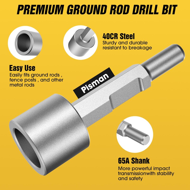 Ground Rod Driver Hex Shank(1-3/16" HEX 50MM)-Grounding Rod Installation Tool