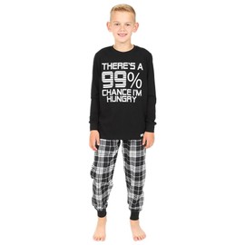 There's a 99% Chance I'm Hungry Cotton Woven Long Pyjamas (13-14 Years) Black