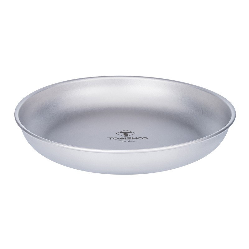 TOMSHOO Titanium Round Camping Plate Outdoor Ultralight Portable Tableware Cookware