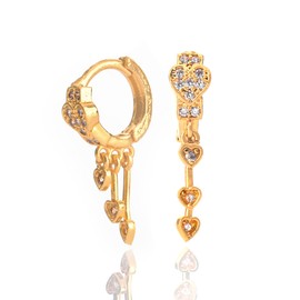 2 Pairs Earrings Gold Plated Stone Fancy Bali Stylish Earring Set Lightweight Trendy Jewelry for Girls and Women for Party Birthday Ocassion and Gifting (White Stone Dangling Bali)
