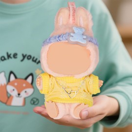 BOXOB Cute Clothes for Doll, Dress Up Clothes for Plush Doll Party Decoration Stylish Yellow and Blue Outfit Chic Style Set with Necklace for Plush Toy Play & Display