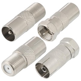 POBADY 4 kit TV Aerial Coaxial Cable Adapter F Type to TV Adapter (4 pcs)