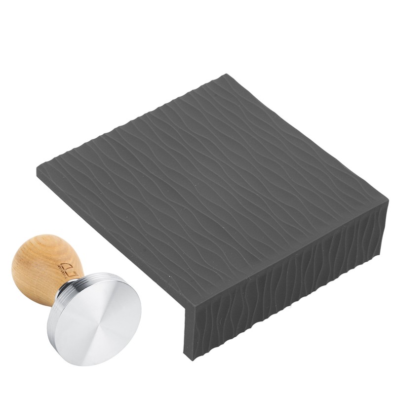 Coffee Tamper Set 58mm Beech Handle Coffee Hammer Embossed Tamping