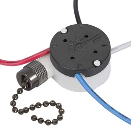 ZE-208s E89885 3 Speed 4 Wire Fan Switch Ceiling Fan Replacement Part With 4 Pre-Installed Wires for Ceiling Fans, Wall Lamps, Cabinet Light (Black)