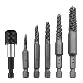 Kigauru 6Pcs Damaged Screw Extractor Set Steel Screw Remover 1/4 Inch Hex Shank Fine Thread Bad Screw Stud Remover Easy Out Stripped Screw Extractor Kit with 60mm Length Magnetic Extension Bit