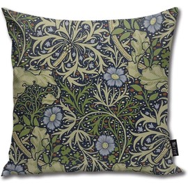 ZFENGYYUAN William Morris Seaweed Pattern Home Decorative Throw Pillow Case Cushion Cover for Gift Home Couch Bed Car 18X18inch