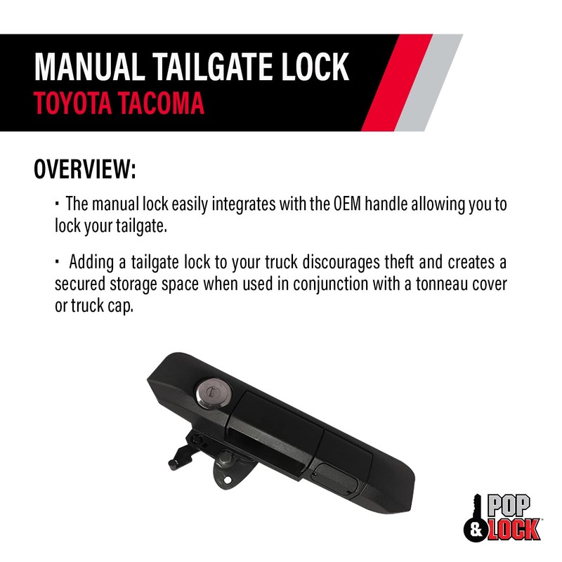 Pop & Lock PL5400 Black Manual Tailgate Lock with Bolt