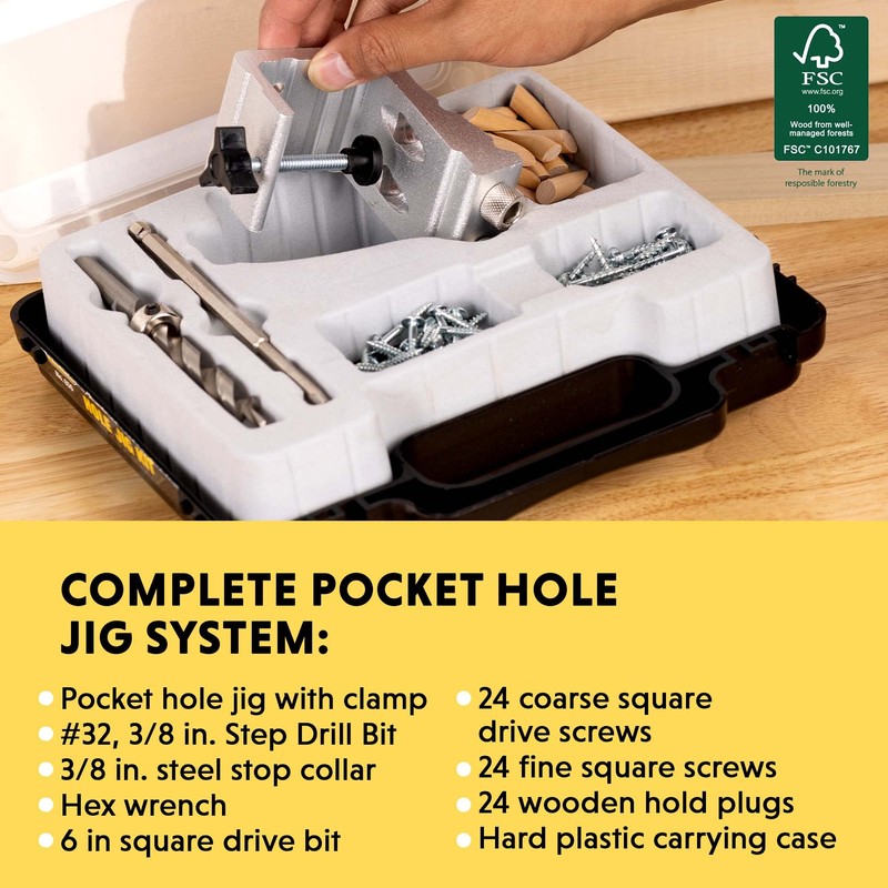 General Tools Woodworking Pocket Hole Jig Kit - All-In-One Aluminum