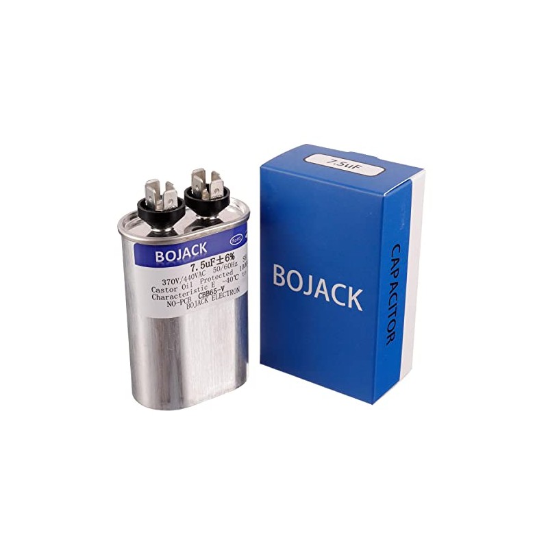 BOJACK 7.5 uF ±6% 7.5 MFD 370V/440V CBB65 Oval Run