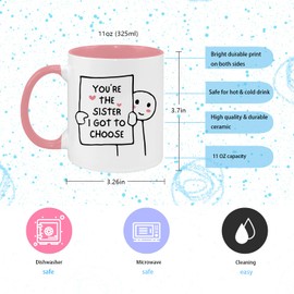 Silkwishes - Taza de regalo para mejor amiga, mujer, amigas, 11 onzas, regalos de cumpleaños para mujeres, amistad, eres la hermana, tengo que elegir, bonita taza para mejores amigos, larga distancia,