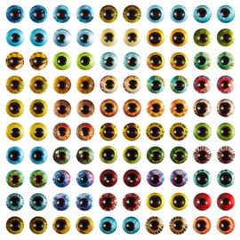Ornaland 100 Pcs 6mm Glass Eyes Cabochons Mixed Style Flatback Dome Cabochons Cat Eyes Doll Eye Cameo Pendants for Jewelry Making