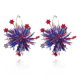 4th of July Earrings for Women Patriotic USA Heart Star Dangle Earring Red White Blue American Flag Earrings Independence Day Outfits Accessories