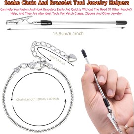 ZYEHXED 20PCS Snake Chain Charm Bracelet with Bracelet Helper Adjustable Snake Bracelet Chains with Lobster Clasp Extender Chain for Women DIY Jewelry Making Supplies