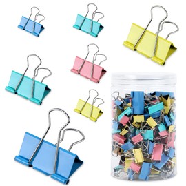 JANYUN 150Pcs Large Binder Clips 6 Assorted Sizes Paper Clamps Clip for Notes Paper Document Organizing Metal Clip Office School Home Supplies (Multicolor)