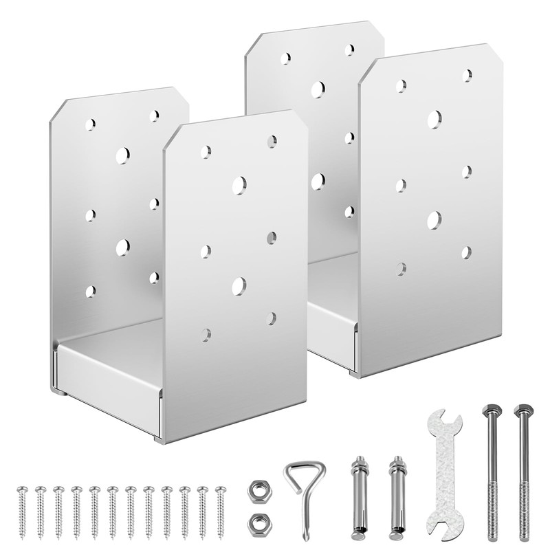 FMhotu 4"x 4" Post Base, 2Pcs Stainless Steel Adjustable Post