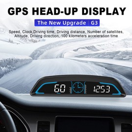 Fastsun Car Heads Up Display, Multiple Display Showing Compass, Driving Time and Speed, Compatible with All Models Cars, Fuel Cars, Truck G3