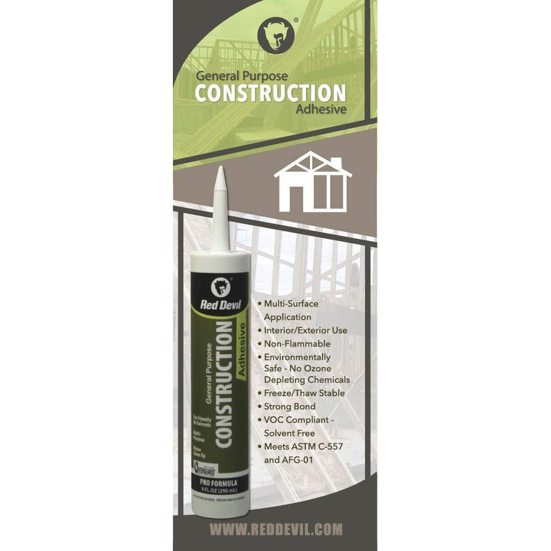 Red Devil 077606 General Purpose Construction Adhesive, 9 oz, 6-Pack,