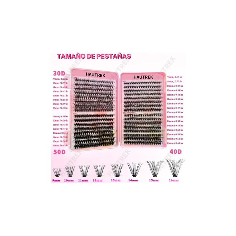 640 Kit Extension De Pestañas Maquillaje Completo Diy 9-16mm