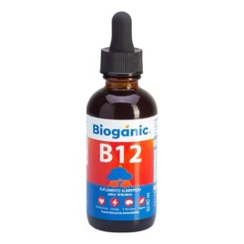 Bioganic Vitamina B12 Líquida Sublingual, Vegana, Sin Azucar, Sin Gluten, Sabor Arándano, Rinde Hasta 8 Meses  Presentación de 240 Tomas en envase de 