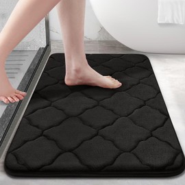OLANLY OLANLY Memory Foam Bath Mat Rug 30x20, Ultra Soft Non Slip and Absorbent Bathroom Rug, Machine Wash Dry, Comfortable, Thick Bath Rug Carpet for Bathroom Floor, Tub and Shower, Black