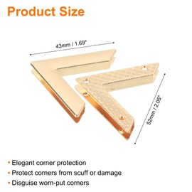 sourcing map 4 Pcs Purse Corner, Corner Protector Decorative Buckle Handbags Leather Clip Edges Handbag Hollow Corner for DIY Sewing Craft Making, Brass