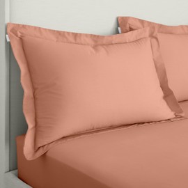 Bianca 200 Thread Count Cotton Percale Oxford Pillowcase Pair Clay