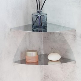 Biutimarden 2PC Corner Shelves 304 Stainless Steel Bathroom Shower Shelves Waterproof Wall Mounted Heavy Duty Shower Corner Shelves for Bathroom and Bedroom(Chrome, 2 PC)