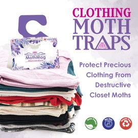 MothMag Clothes & Closet Moth Trap – Pheromone Lure for Fabrics, Carpets, Wardrobes – Mothballs Alternative, Indoor Insect Control