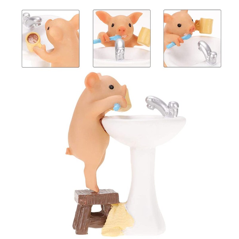 KEEPKAP Pig Statue Mini Pig Figurine, Resin Home Decor, Lucky