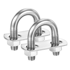 PATIKIL Round U-Bolts, 2 Pcs 1.06"(27mm) Inner Width 58mm Length M10 with Nut Plate Washer 304 Stainless Steel Round Bend U-Bolts for Boat Trailer Axle Sailboat