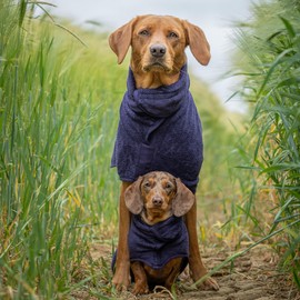 Ruff and Tumble Dog Drying Coat - Classic Collection | Fast-Drying Dog Towel Coat & Dressing Gown with Hood (M/L, Blackberry)
