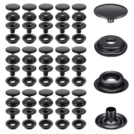 120 Pieces Metal Snap Fastener Kit, BetterJonny 15mm Brass Heavy Duty Snap Button Press Stud Cap for Marine Boat Canvas Bag Leather DIY Craft Black
