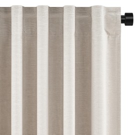 Topfinel Linen Beige Blackout Curtains 84 Inch Long 2 Panels,Linen Blend Aesthetic Heat and Cold Blocking Thermal Drop Cloth Traverse Curtains for Living Room Bedroom,Oatmeal