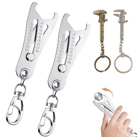 Acouza 2PCS Portable Precise Thread Checker Keychain,Nut and Bolt Size Finder Keychain Thread Size Verification Tool with Two Vernier Calipers -Silver