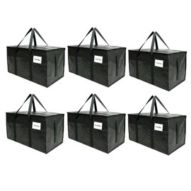 6 Pack Extra Large Moving Bags with Zippers and Carrying Handles, 25.4 Gal Heavy Duty Storage Tote Moving Boxes for Space Saving