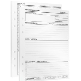 KOMPASS® Project Planning | 30 DIN A5 Inserts for Ring Binder Planner | Efficient Project & Task Planning | Includes To-Do List, Goal Setting | Personnel & Time Management | Organiser Calendar Inserts