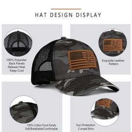 Deer Hunting Hat Hunting Gifts for Men Father's Day Christmas Birthday Gifts for Dad Husband Grandpa Deer Flag Design Snapback Trucker Hat Baseball Cap