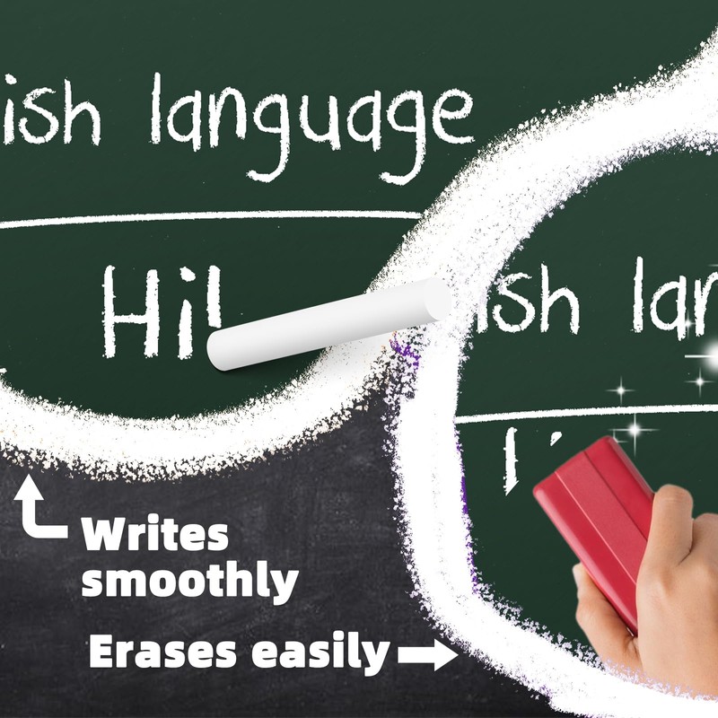 ZEZUT White Chalk 100PCS, Low Dust Chalks Stick Bulk for