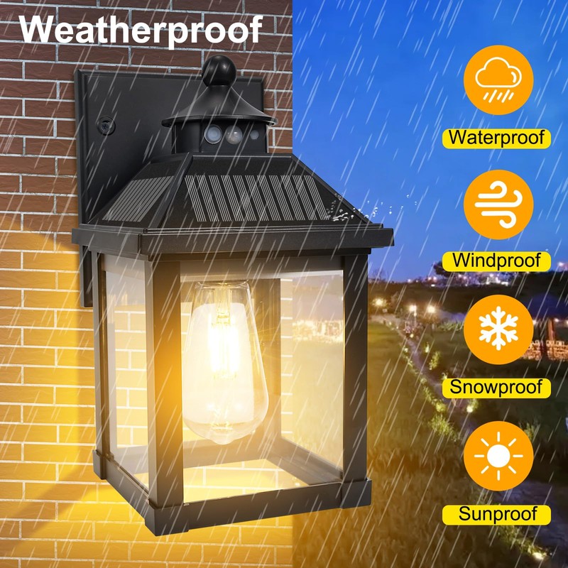 Kuniwa Solar Wall Lights Outdoor, Dusk to Dawn Solar Sconces,