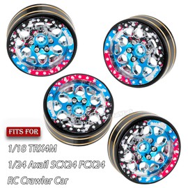 BRCatWPark RC 1.3 Beadlock Wheel Rims for 1/18 TRX4M 1/24 SCX24 FCX24 RC Crawler Car,4pcs RC 1.3 in Brass Rims & Aluminum Beadlock,RC Truck Rims,Colour