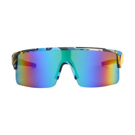 Piranha Eyewear Graffiti Shield Sports Sunglasses with Large Multicolor Mirror Lens
